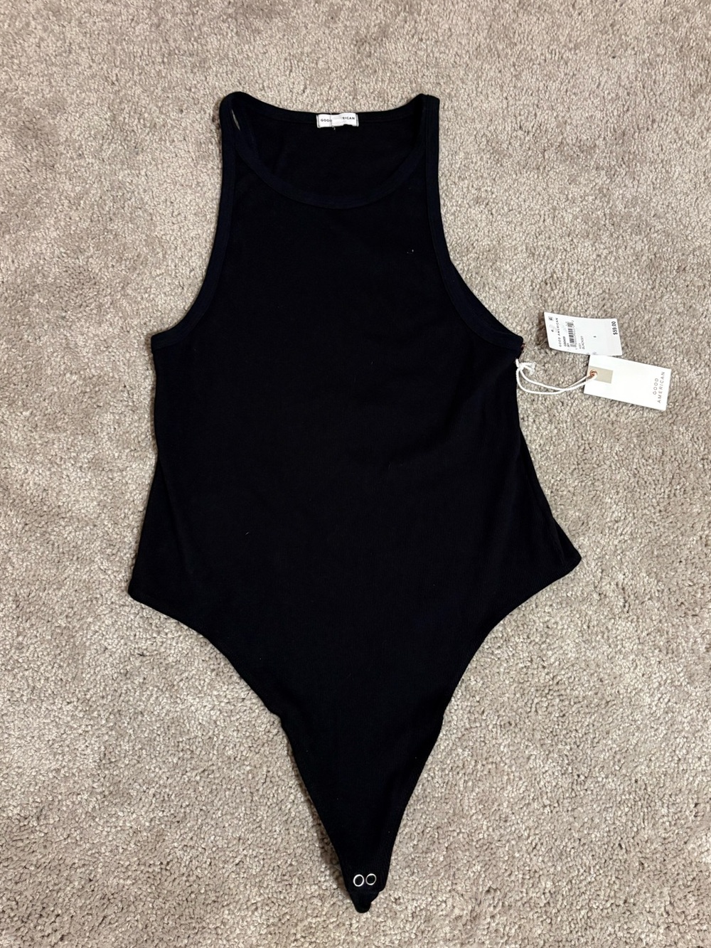 Good American Black One-Piece Bodysuit NWT